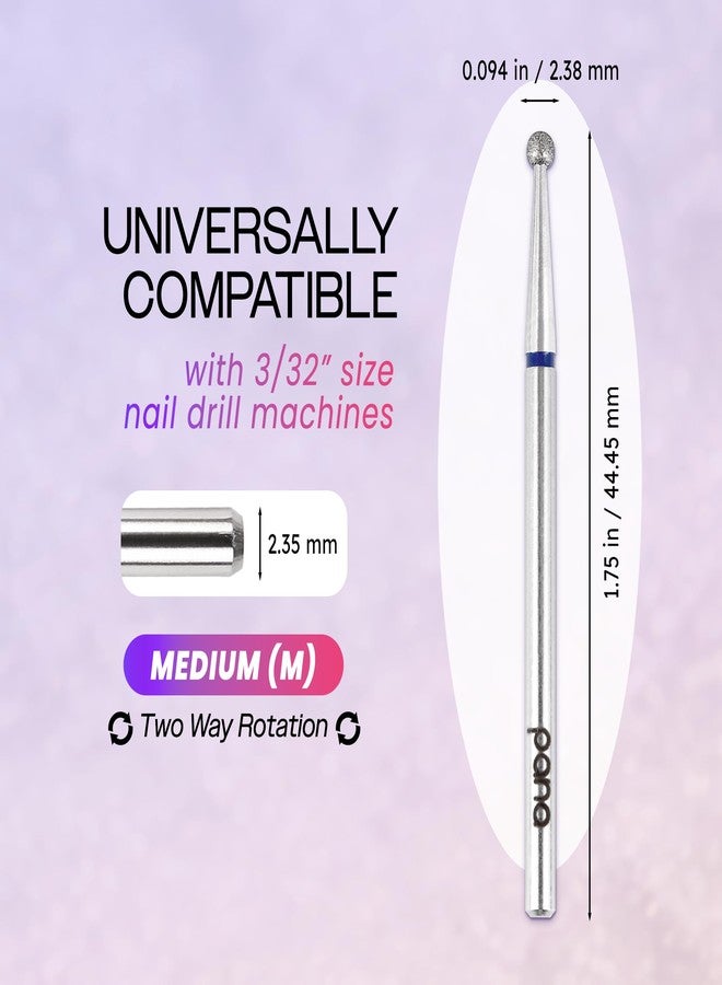 PANA 3/32" Diamond Carbide Ball Bit- Style 02, Medium Grit - Professional Cuticle Nail Drill Bits for Acrylic Gel Nails Dry Manicure Pedicure Shape Remove Tools - Image 2